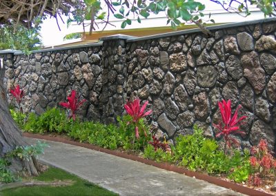 Lava rock design privacy wall