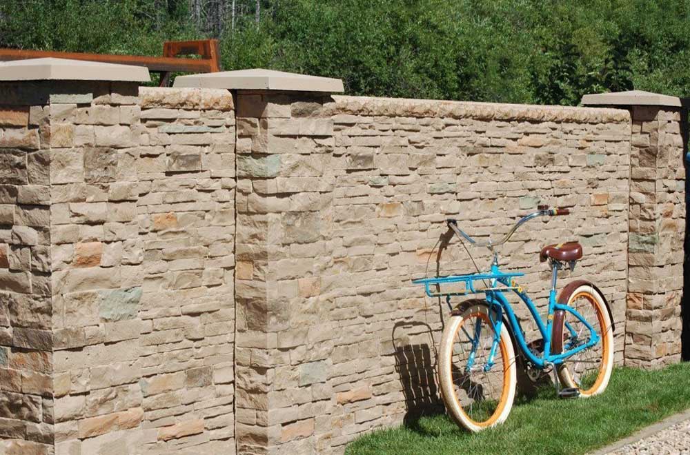 residential privacy wall and bike