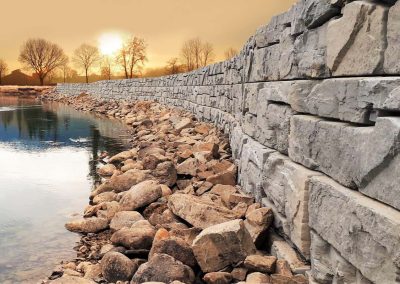 Retaining wall at lake